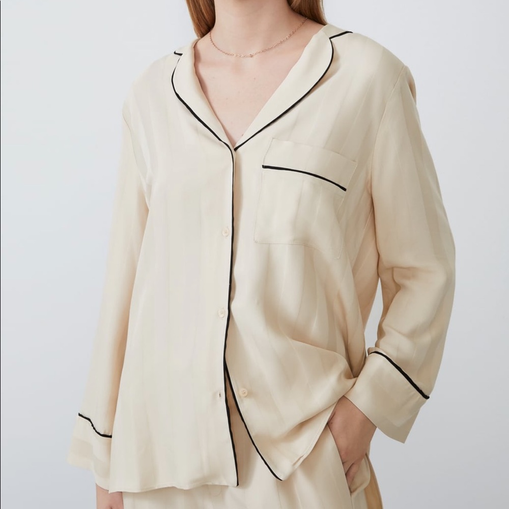 Zara Contrasting Pyjama Shirt XS
